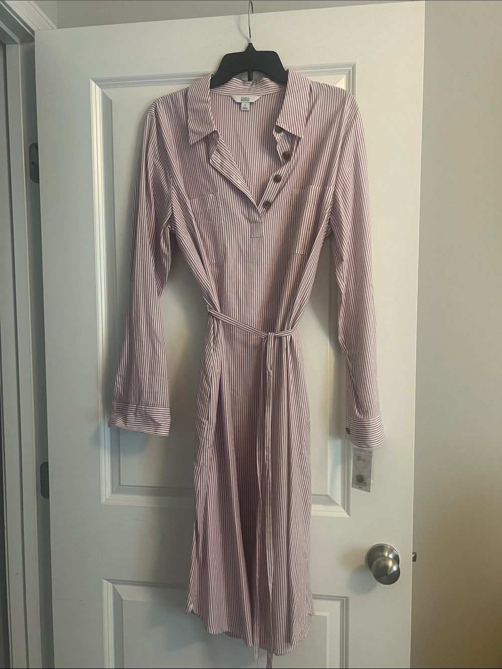 New With Tags Croft & Barrow Pink Stripe Shirt Dress Size Large